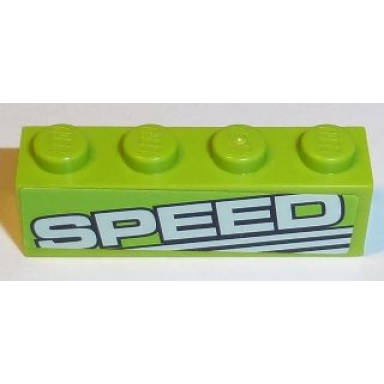 lime brick 1 x 4 with speed and white lines pattern model left side sticker - set 8152