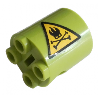 lime brick round 2 x 2 x 2 robot body with agents dr inferno logo and crossed bones pattern model left side sticker - set 8969