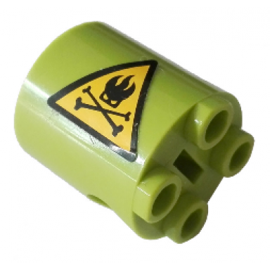 lime brick round 2 x 2 x 2 robot body with agents dr inferno logo and crossed bones pattern model right side sticker - set 8969
