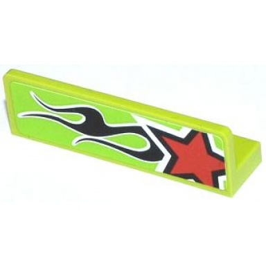 lime panel 1 x 4 x 1 with red star and black flames pattern model right side sticker - set 60055