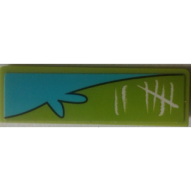 lime panel 1 x 4 x 1 with medium azure water splash and white tally marks pattern sticker - set 75901