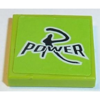 lime tile 2 x 2 with black r power on lime background pattern sticker - set 8152