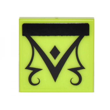 lime tile 2 x 2 with black triangle diamond and scrollwork pattern sticker - set 41179