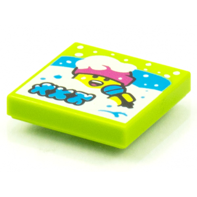 lime tile 2 x 2 with beatbit album cover - singer in deep snow pattern