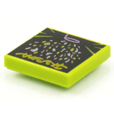lime tile 2 x 2 with beatbit album cover - cone of pastel confetti pattern