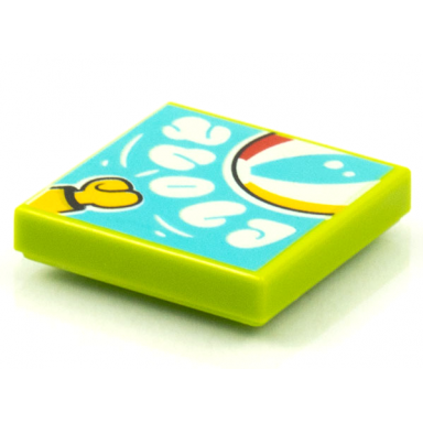 lime tile 2 x 2 with beatbit album cover - hand and beach ball pattern