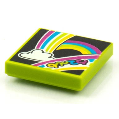 lime tile 2 x 2 with beatbit album cover - rainbows and cloud pattern