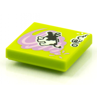 lime tile 2 x 2 with beatbit album cover - cow in medium lavender tornado pattern