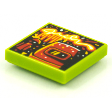 lime tile 2 x 2 with beatbit album cover - red welding mask and microphone pattern
