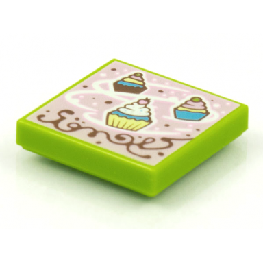 lime tile 2 x 2 with beatbit album cover - cupcakes pattern