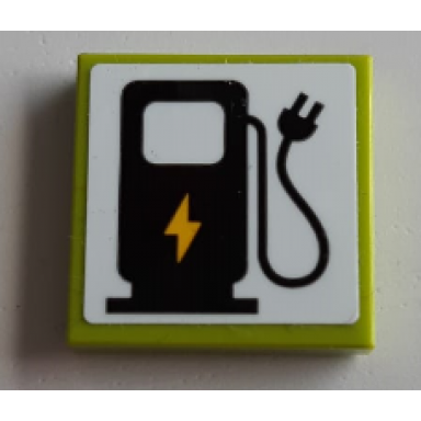 lime tile 2 x 2 with electric charging point pattern sticker - set 60200