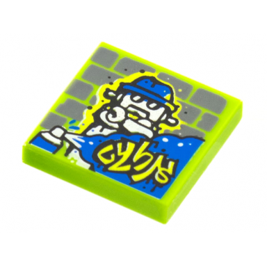 lime tile 2 x 2 with beatbit album cover - robot graffiti pattern