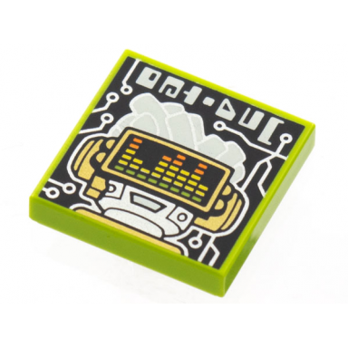 lime tile 2 x 2 with beatbit album cover - gold and silver hiphop bass bot pattern