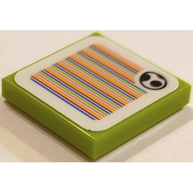 lime tile 2 x 2 with super mario scanner code yoshi egg pattern sticker - sets 71406 71439