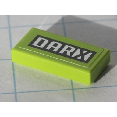 lime tile 1 x 2 with black and white darx pattern sticker - set 8119