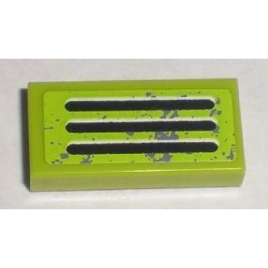 lime tile 1 x 2 with three worn vent stripes pattern sticker - set 8211