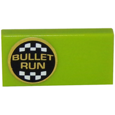 lime tile 1 x 2 with bullet run logo on left pattern sticker - set 8147