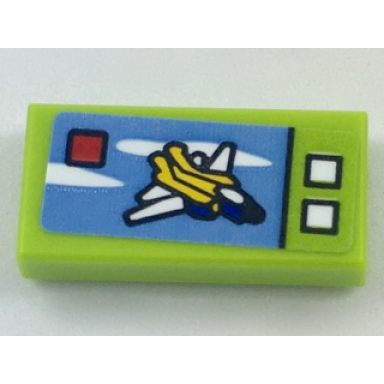 lime tile 1 x 2 with miniature set 31042 pattern sticker - set 40178