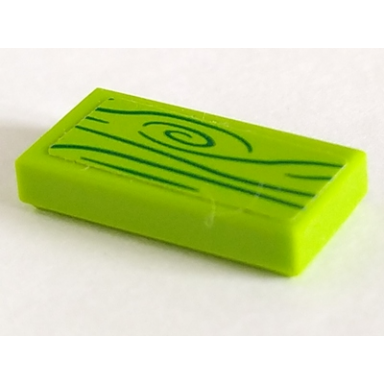 lime tile 1 x 2 with green wood grain pattern sticker - set 41335