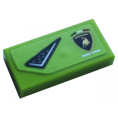 lime tile 1 x 2 with air vent and lamborghini logo pattern model left side sticker - set 76899