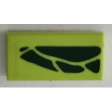 lime tile 1 x 2 with dark green scales pattern model left side sticker - set 9456