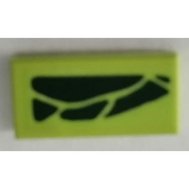 lime tile 1 x 2 with dark green scales pattern model right side sticker - set 9456
