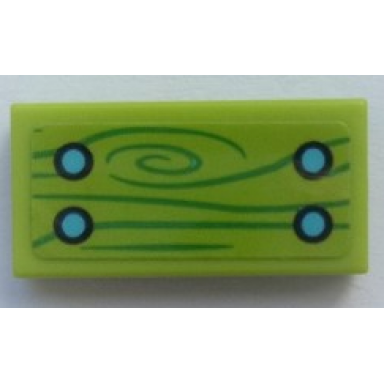 lime tile 1 x 2 with green wood grain medium azure nails pattern sticker - set 41395