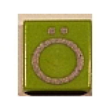 lime tile 1 x 1 with silver capital letter o with diaeresis ö pattern