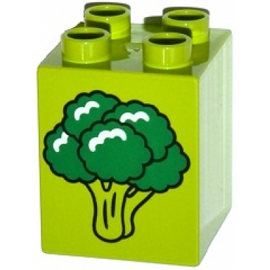 lime duplo brick 2 x 2 x 2 with broccoli pattern