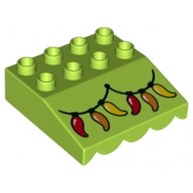 lime duplo roof sloped 33 4 x 4 with awning overhang and chili lights on string pattern