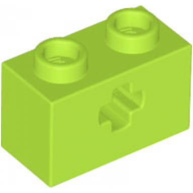 lime technic brick 1 x 2 with axle hole