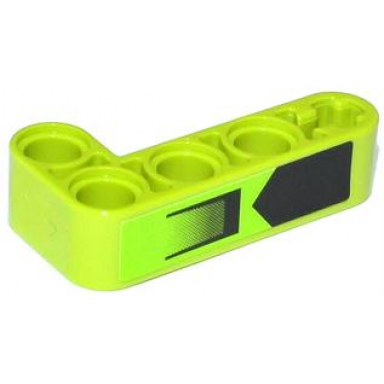 lime technic liftarm modified bent thick l-shape 2 x 4 with air intake and black pentagon pattern sticker - set 42021