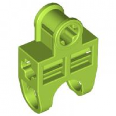lime technic axle connector 2 x 3 with ball joint socket - open sides angled forks with closed axle holes