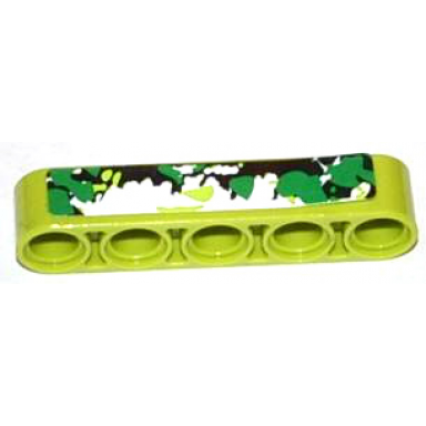 lime technic liftarm thick 1 x 5 with black white and green camouflage pattern model left side sticker - set 42027