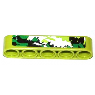 lime technic liftarm thick 1 x 5 with black white and green camouflage pattern model right side sticker - set 42027