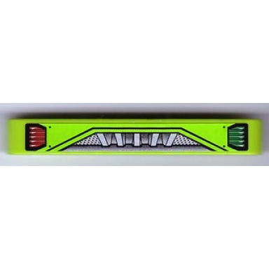 lime technic liftarm thick 1 x 7 with green and red lights and silver grille pattern sticker - set 8899