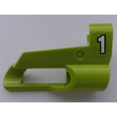 lime technic panel fairing 5 small short large hole side a with white number 1 with black outline pattern sticker - set 8256