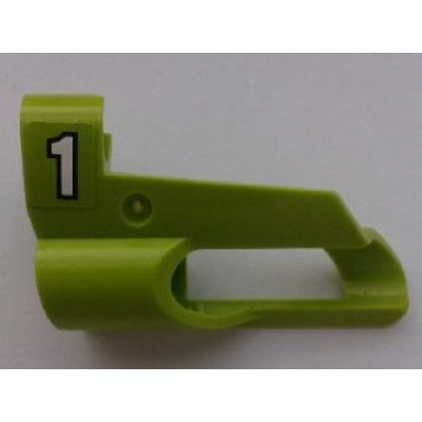 lime technic panel fairing 6 small short large hole side b with white number 1 with black outline pattern sticker - set 8256