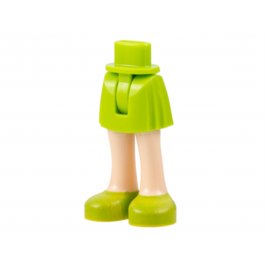lime mini doll hips and skirt with molded light nougat legs and printed lime shoes pattern - thin hinge