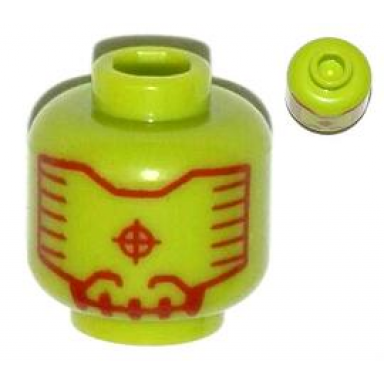 lime minifigure head alien with red head-up display hud pattern