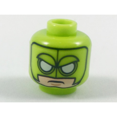 lime minifigure head mask black seams white eyes light nougat lower face pattern