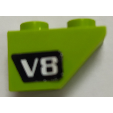 lime slope inverted 45 2 x 1 with white v8 on black background pattern model right side sticker - set 4589