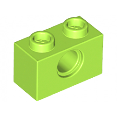 lime technic brick 1 x 2 with hole