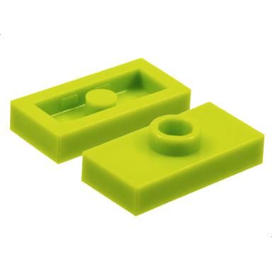 lime plate modified 1 x 2 with 1 stud without groove jumper
