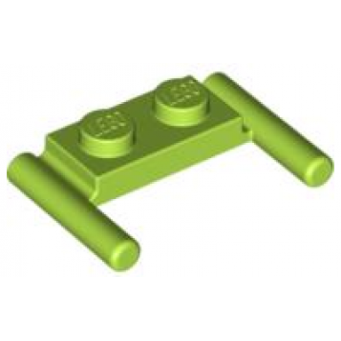 lime plate modified 1 x 2 with bar handles - flat ends low attachment