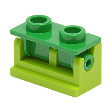 lime hinge brick 1 x 2 with green top plate 3937 3938