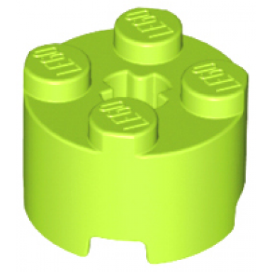 lime brick round 2 x 2 with axle hole