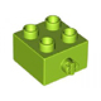 lime duplo brick 2 x 2 with pin on side