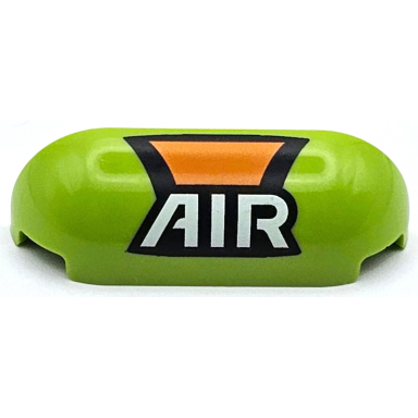 lime slope curved 1 x 4 with rounded ends with orange panel and white air on black background pattern