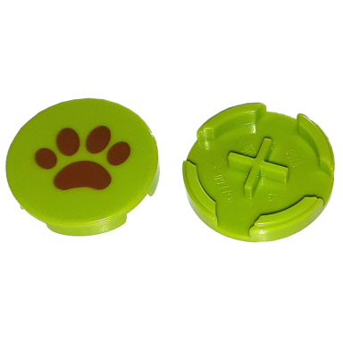 lime tile round 2 x 2 with reddish brown paw print pattern